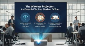 Wireless projector setup in modern office meeting room