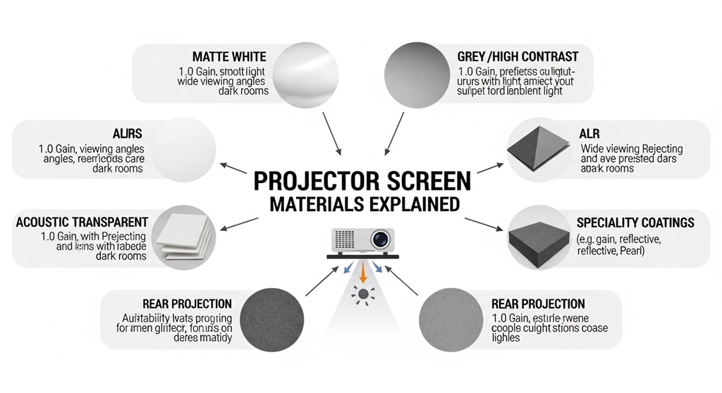 Ceiling-mounted projector screen for office use