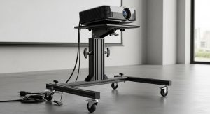 Heavy-duty projector stand with large projector support in professional setup