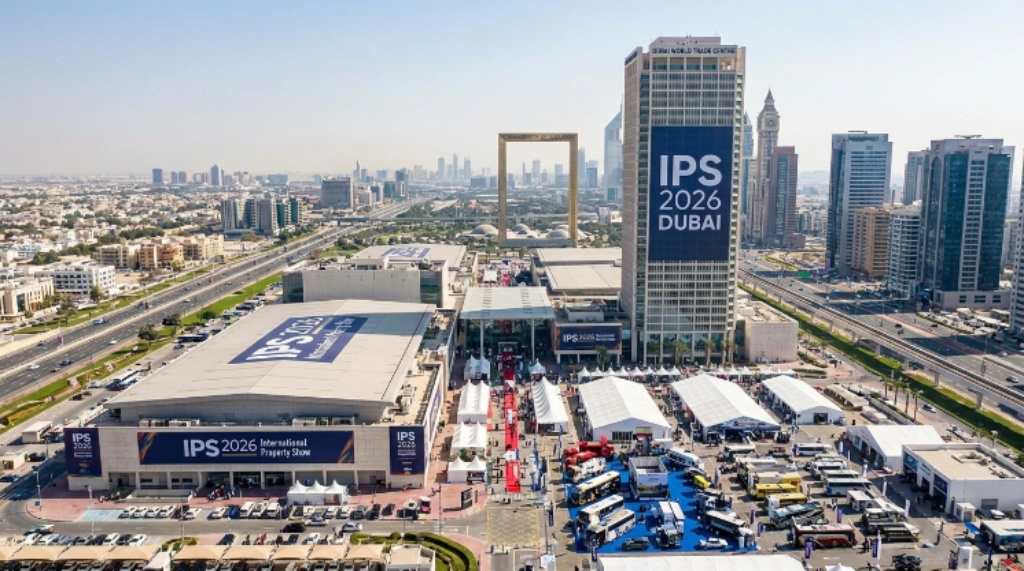 Aerial view of Dubai World Trade Centre venue for IPS 2026 International Property Show