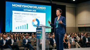 Financial expert presenting market strategy at MoneyShow Orlando October 2026