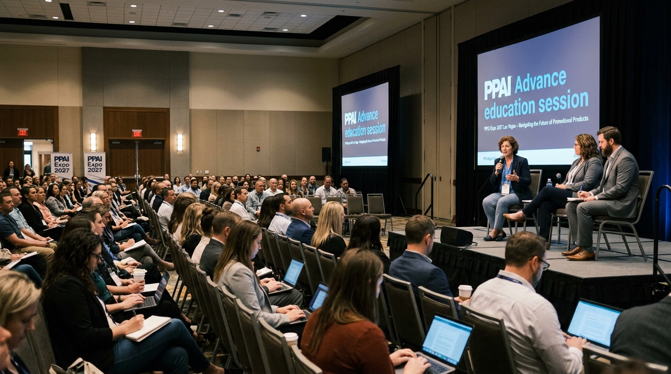 PPAI Advance education session with speakers and attendees at PPAI Expo 2027 Las Vegas