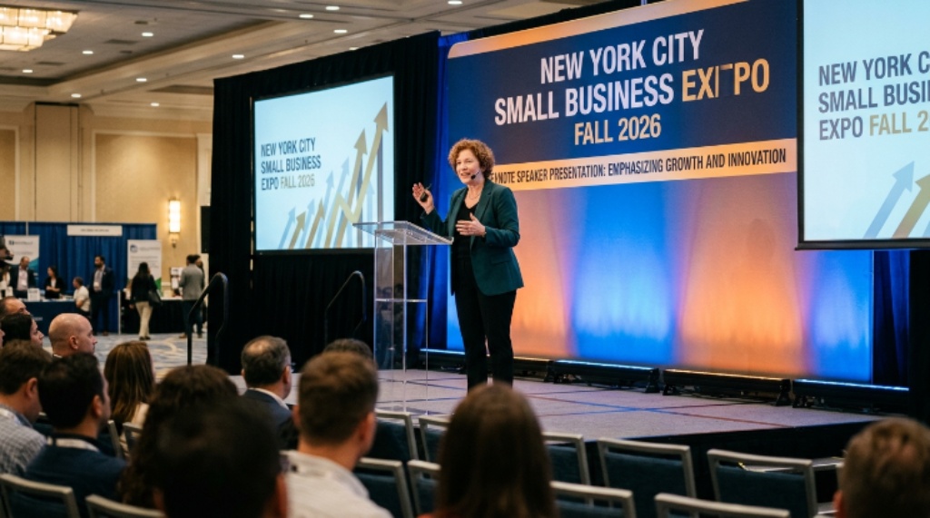 Keynote speaker presenting at the New York City Small Business Expo Fall 2026 event